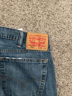 Levi's 559 Relaxed Straight Jeans - Blue Denim with Tan Patch
